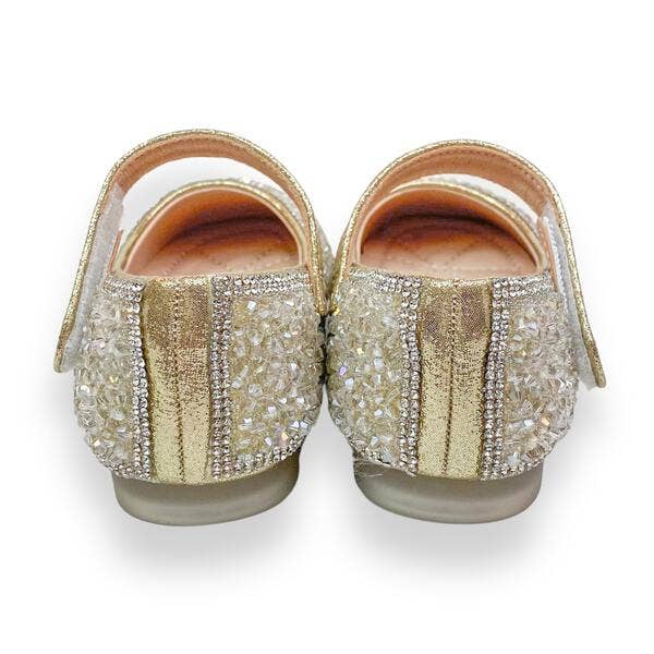 Gold Clear Stone Flat Shoes