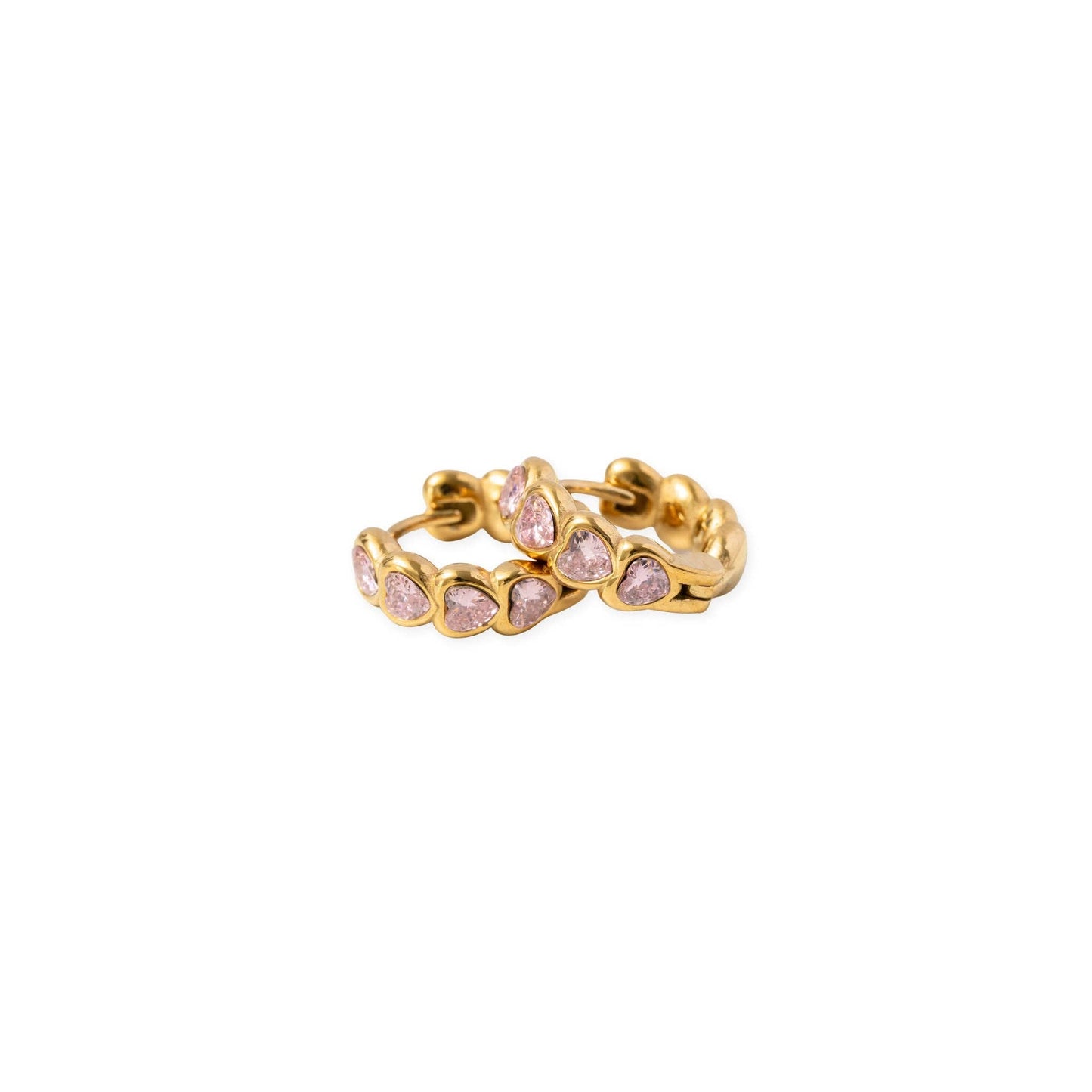 Heart Gem Hoop Earrings - Hypoallergenic, Flat Back