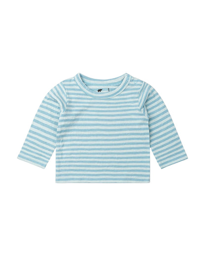 Blue Tonal Stripe Long Sleeve Crewneck Tee