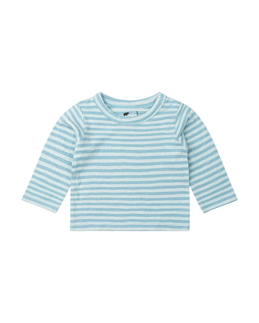 Blue Tonal Stripe Long Sleeve Crewneck Tee
