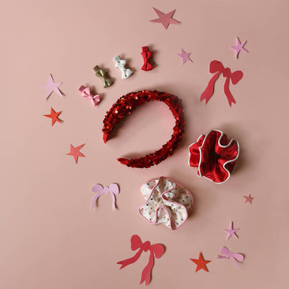 Sequin Velvet Headband - Red
