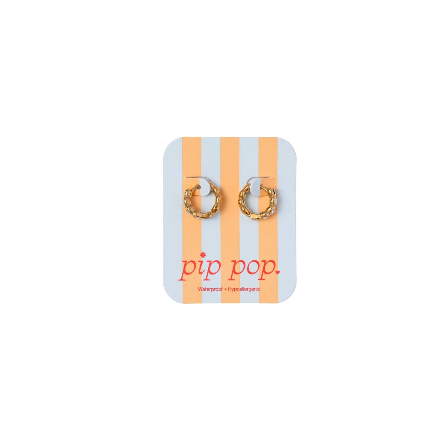 Heart Gem Hoop Earrings - Hypoallergenic, Flat Back