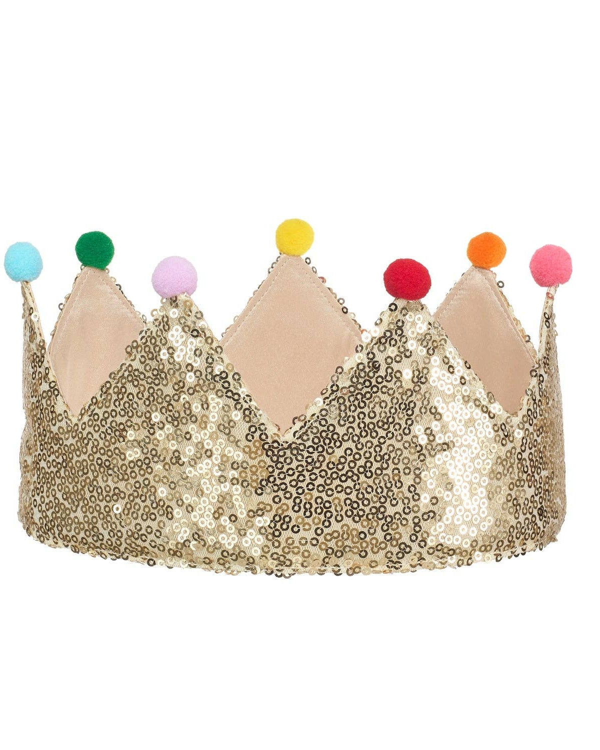 Gold Sequin Pom Pom Crown (3-10 Years)