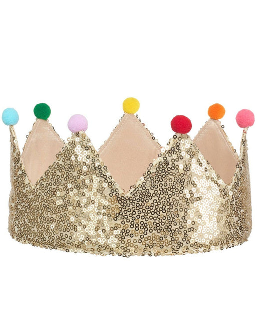 Gold Sequin Pom Pom Crown (3-10 Years)