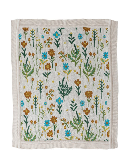 Floral Cotton Knit Baby Blanket