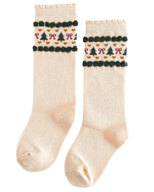 Vanilla Fair Isle Knee High Socks
