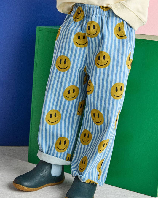 Striped Denim Smiley Pant