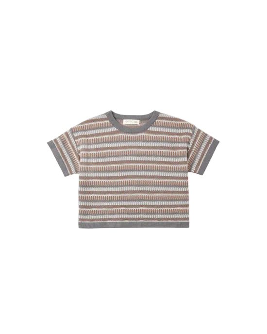 Multi Stripe Boxy Knit Crop Tee
