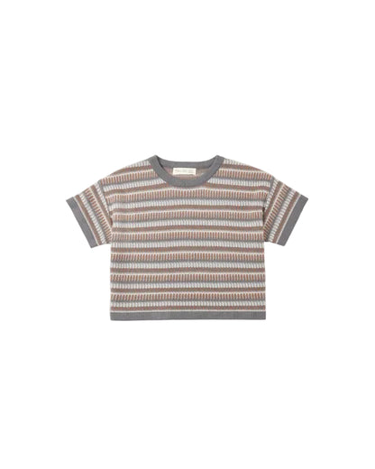 Multi Stripe Boxy Knit Crop Tee