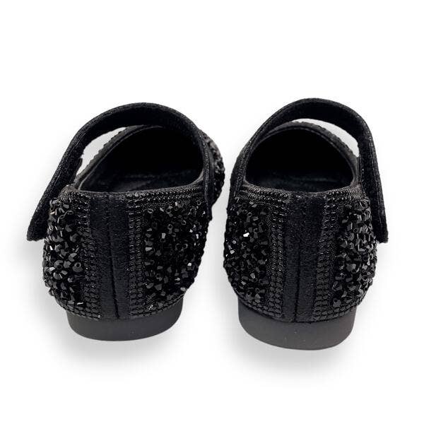 Black Clear Stone Flat Shoes