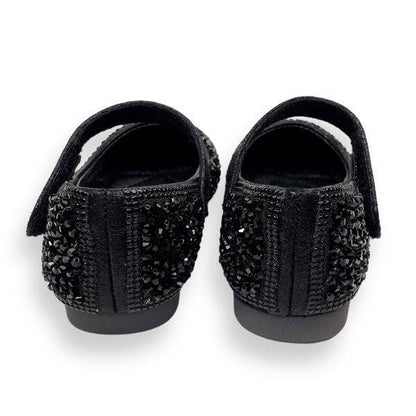 Black Clear Stone Flat Shoes