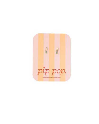 Rainbow Gem Bar Stud Earrings - Hypoallergenic, Flat Back