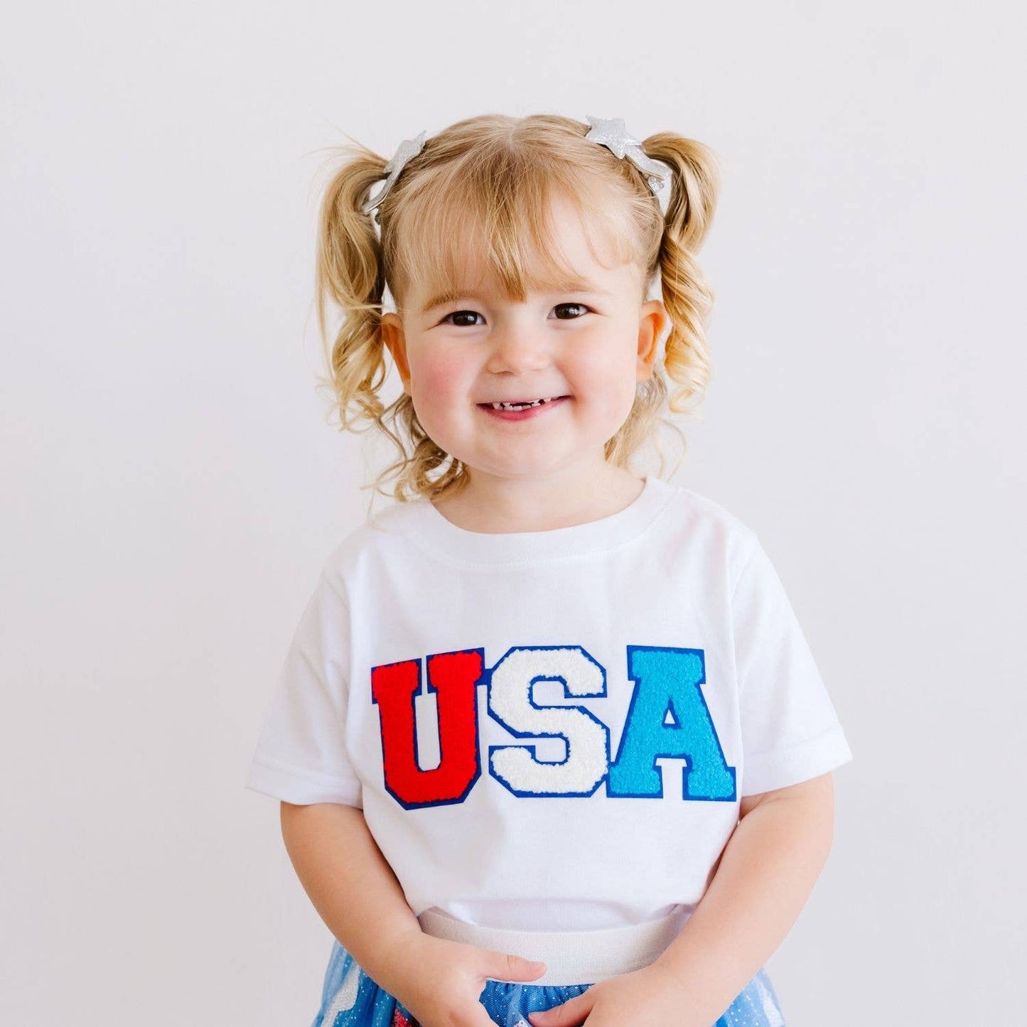 Silver Glitter Star Clip Set - Fourth of July - Kids Hair