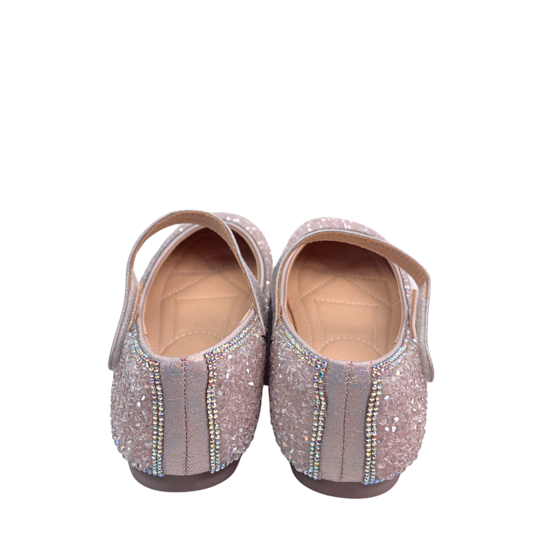Pink Clear Stone Flat Shoes