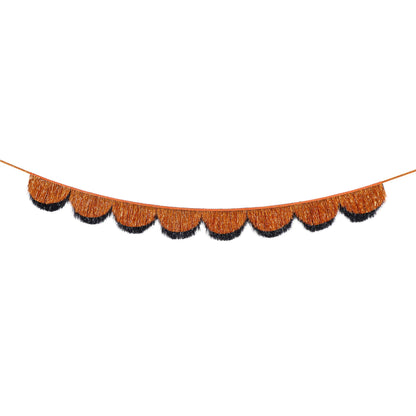 Orange & Black Tinsel Scalloped Garland