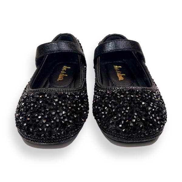 Black Clear Stone Flat Shoes