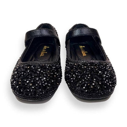 Black Clear Stone Flat Shoes