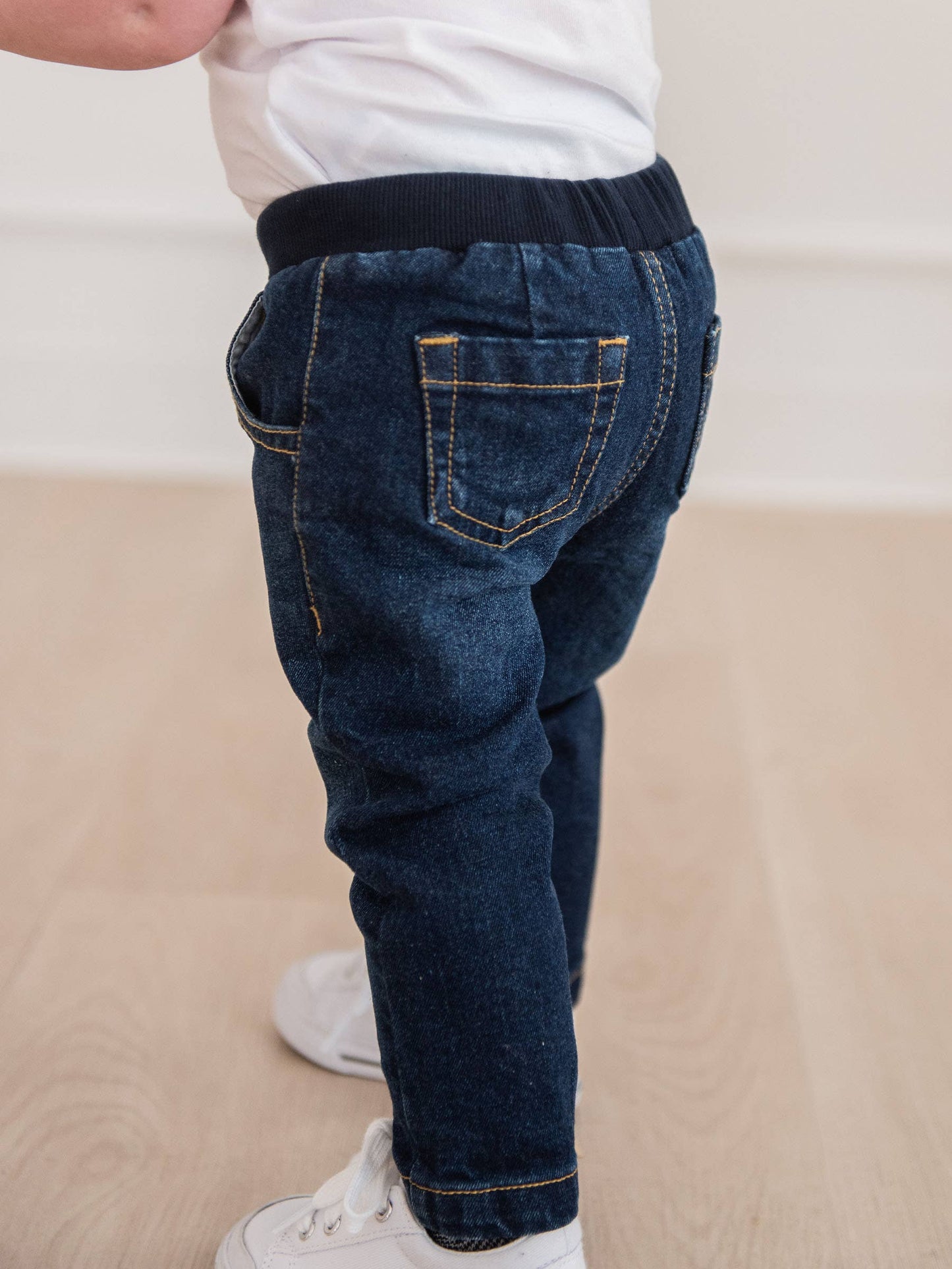 Boys Medium Wash Stretch Denim Pull-on Jeans