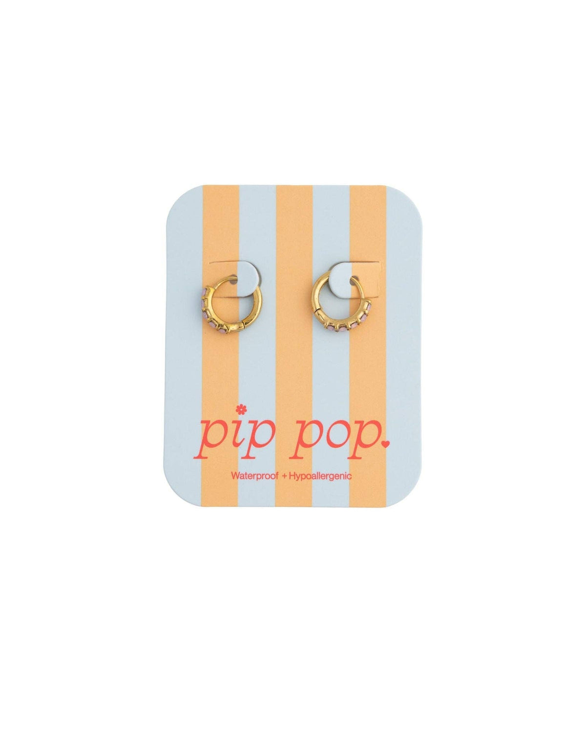 Dainty Pink Opal Hoop - Hypoallergenic, Flat Back, Girl Gift