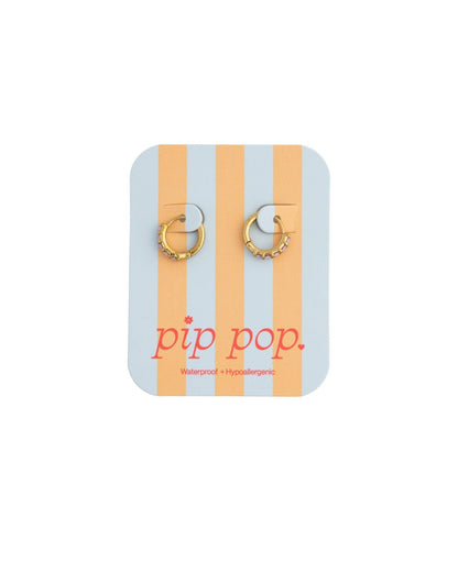 Dainty Pink Opal Hoop - Hypoallergenic, Flat Back, Girl Gift
