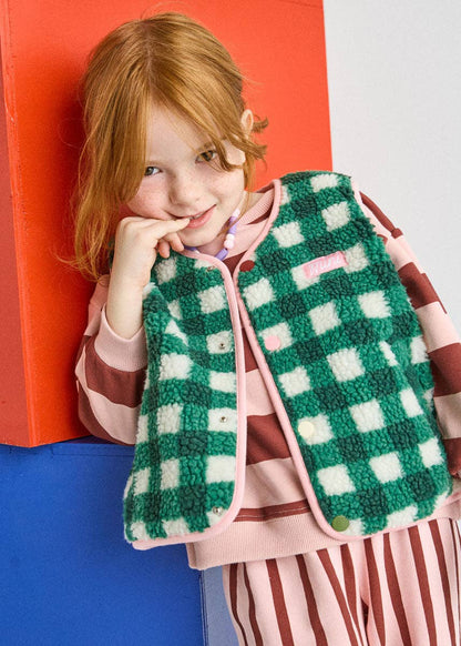 Fleece Vest - Green Check
