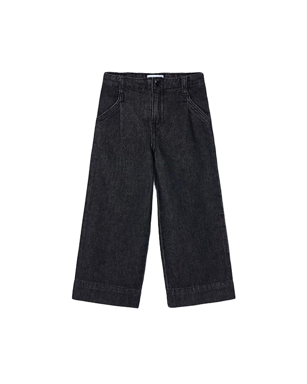 Wide Leg Denim Pants Black