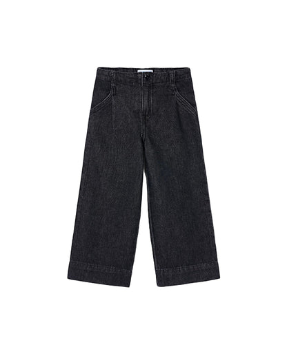 Wide Leg Denim Pants Black