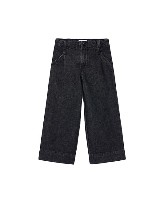 Wide Leg Denim Pants Black