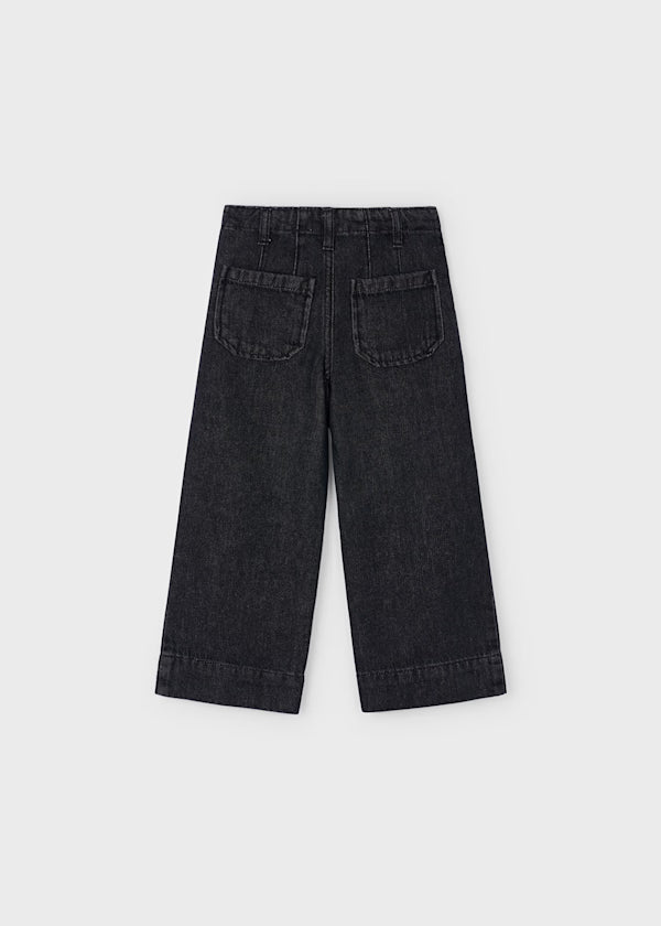 Wide Leg Denim Pants Black