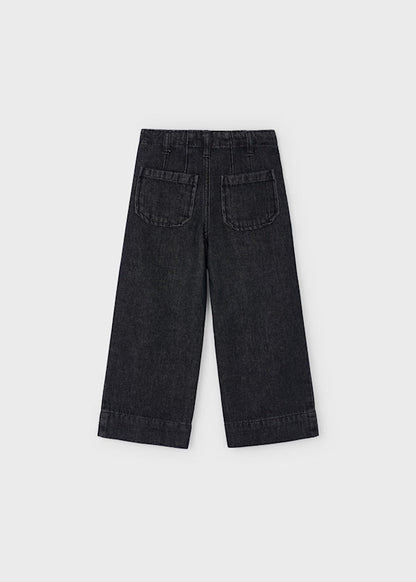 Wide Leg Denim Pants Black