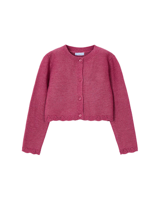 Knit Link Cardigan Cherry