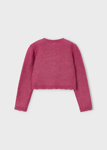 Knit Link Cardigan Cherry