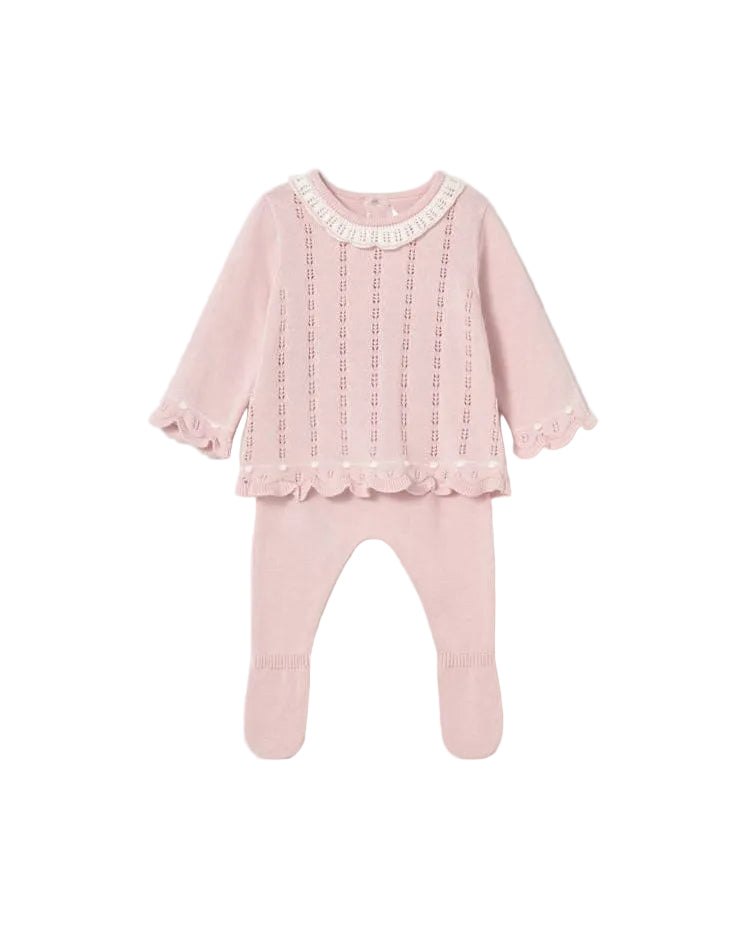Pastel Pink Knit Pants and Sweater Set