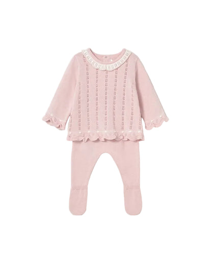 Pastel Pink Knit Pants and Sweater Set