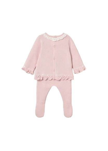 Pastel Pink Knit Pants and Sweater Set