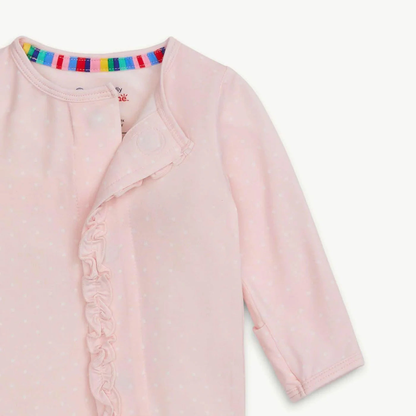 Pink Pin Dot Ruffle Footie