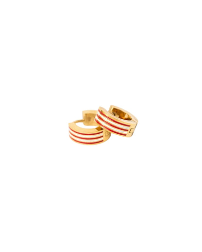 Red & White Hoop Earrings - Hypoallergenic, Girl Gift