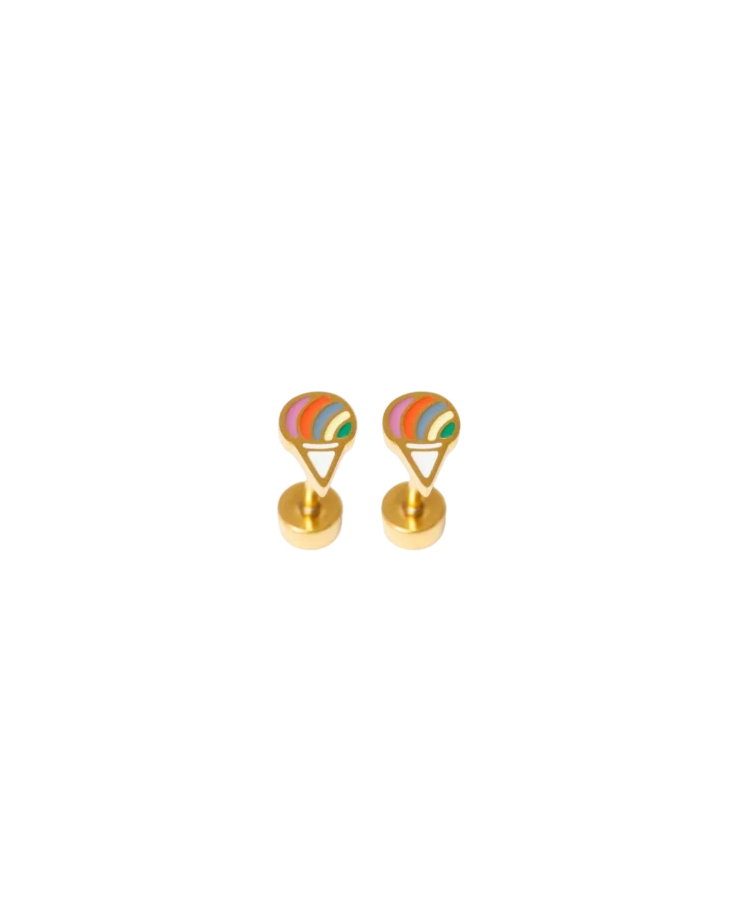 Snowcone Stud Earrings -Hypoallergenic, Flat Back, Girl Gift
