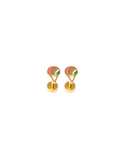 Snowcone Stud Earrings -Hypoallergenic, Flat Back, Girl Gift