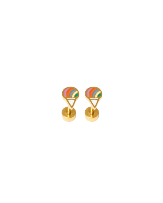 Snowcone Stud Earrings -Hypoallergenic, Flat Back, Girl Gift