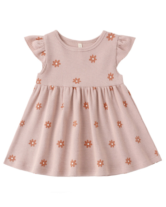 Pink Daisy Flutter Sleeve Dress