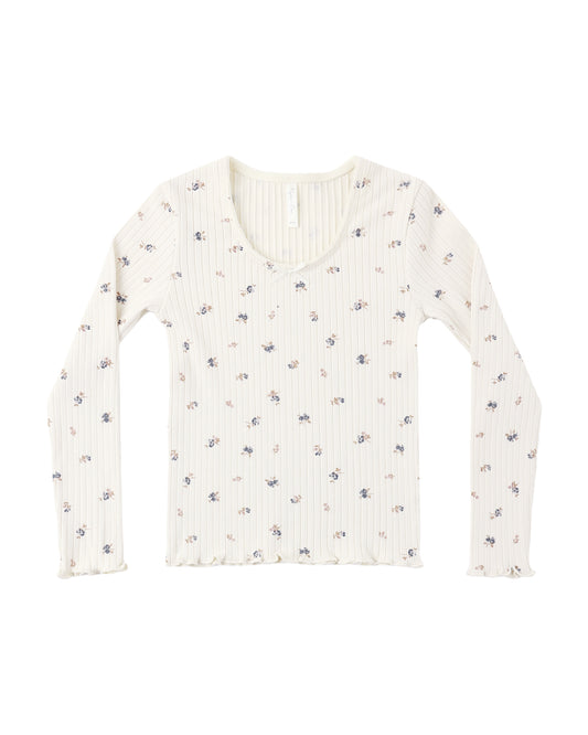 Natural Ditsy Ribbed Long Sleeve Shirt