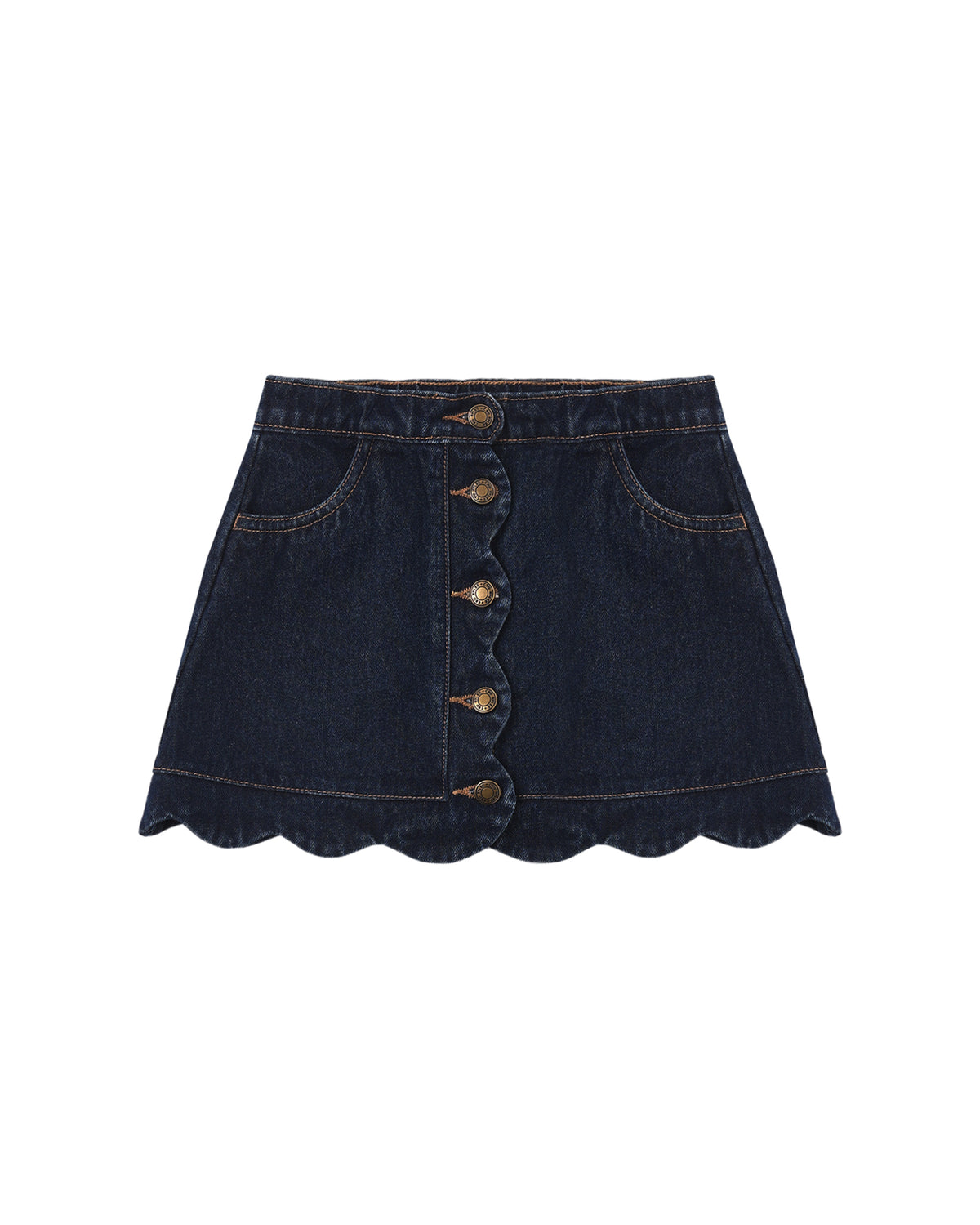 Dark Indigo Scalloped Mini Skirt