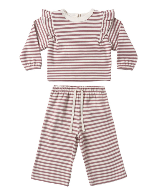 Mulberry Stripe Ruffle Cozy Set