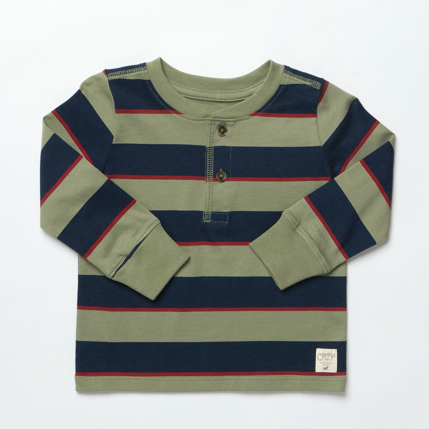 Scout Long Sleeve Henely T-Shirt- Olive Navy Rugby Stripe