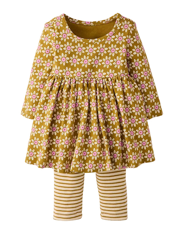 Long Sleeve Skater Dress- Sweet Daisies
