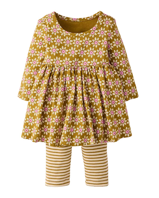 Long Sleeve Skater Dress- Sweet Daisies