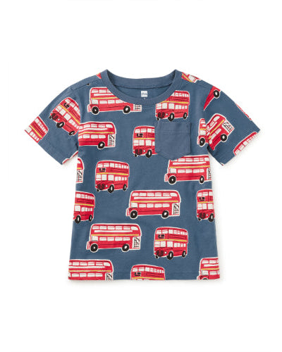 Printed Pocket Tee- Double Decker Bus