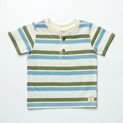 Scout Henley - Green and Blue Stripe