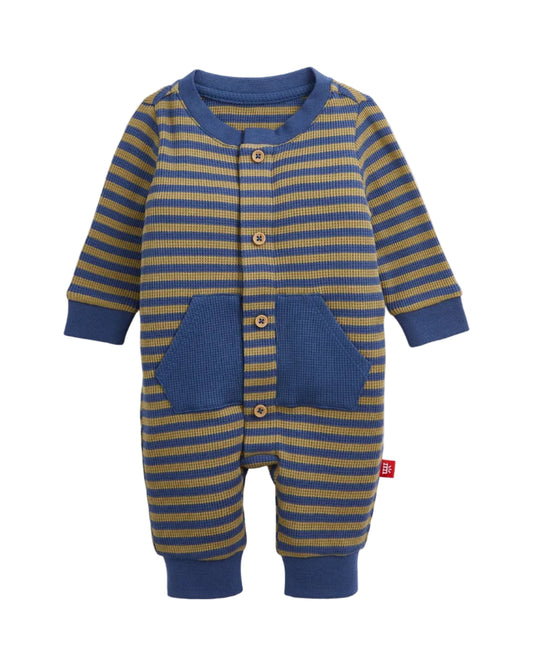 Waffle Green Stripe Romper